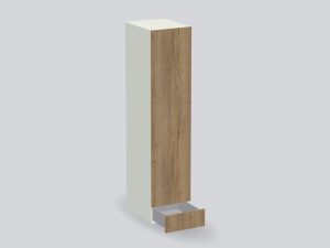 Hoge kast met deuren en laden op maat (render van de indeling TL4)