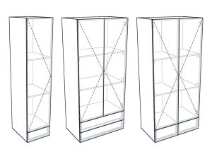 Hoge kast met deuren en laden op maat