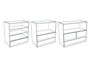 Lage open kast met laden op maat